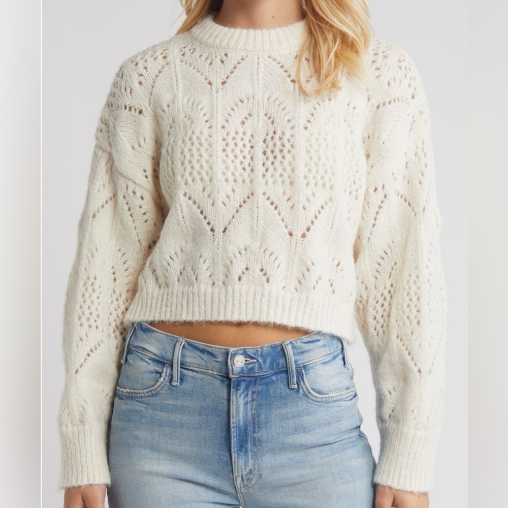 Topshop Cream Pointelle Crewneck Sweater‎ size XS